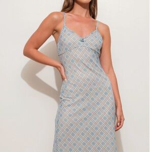 NWT Pretty Garbage Slip Dress with Geometric‎ Pattern Blue